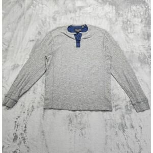 PX Premium Xpression Shirt Mens L Gray Pullover Henley Button Neck Long Sleeves
